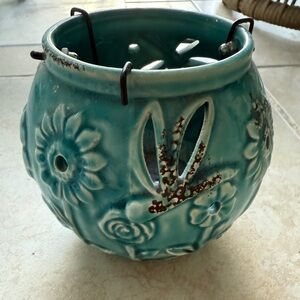 Turquoise Ceramic Floral Lantern